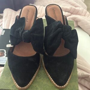 Jeffrey Campbell Black Suede Bow Mules